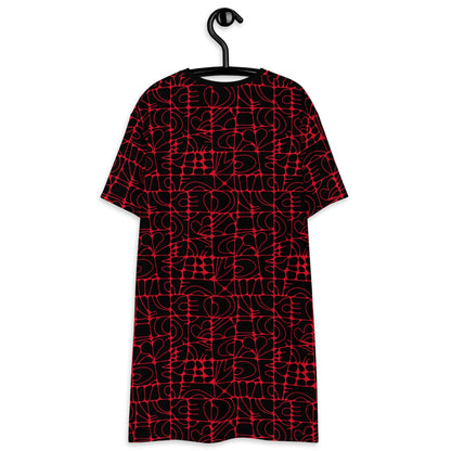 T-shirt dress - STONE SPIRIT black red - Graphic stone shapes print