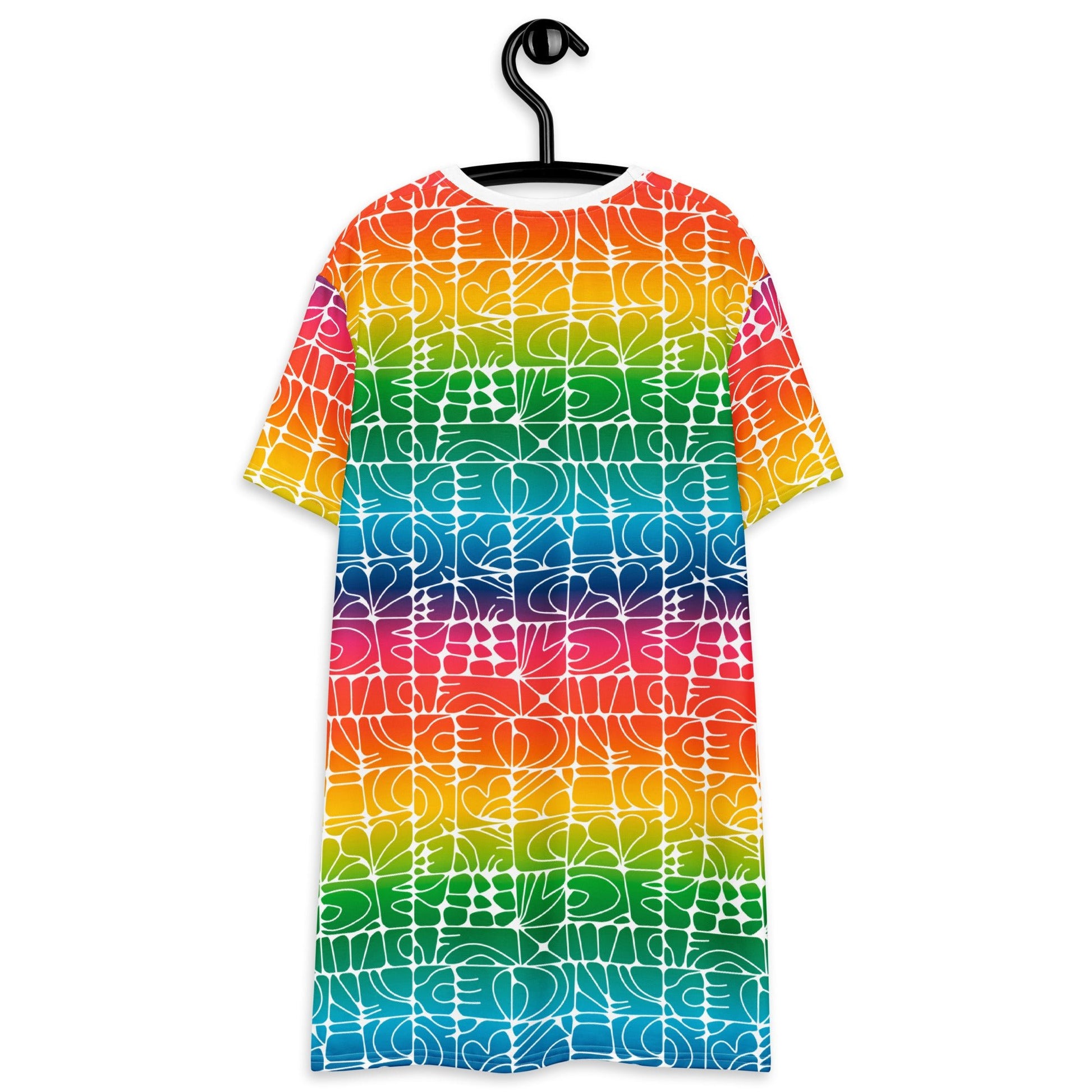 T-shirt dress - STONE SPIRIT rainbow white - Graphic stone shapes print