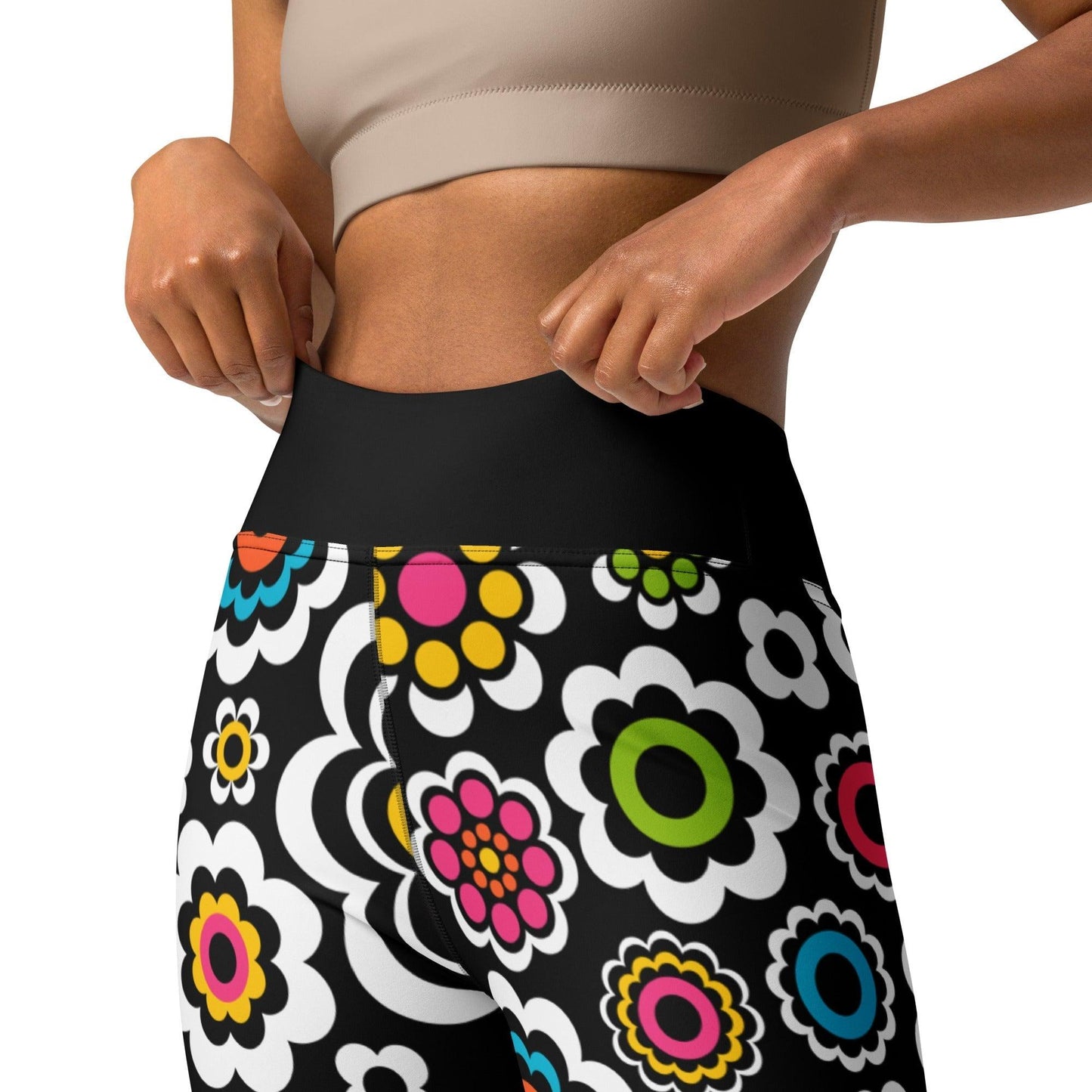 Yoga leggings -2- SUGAR BLOOM - Playful candy flowers print