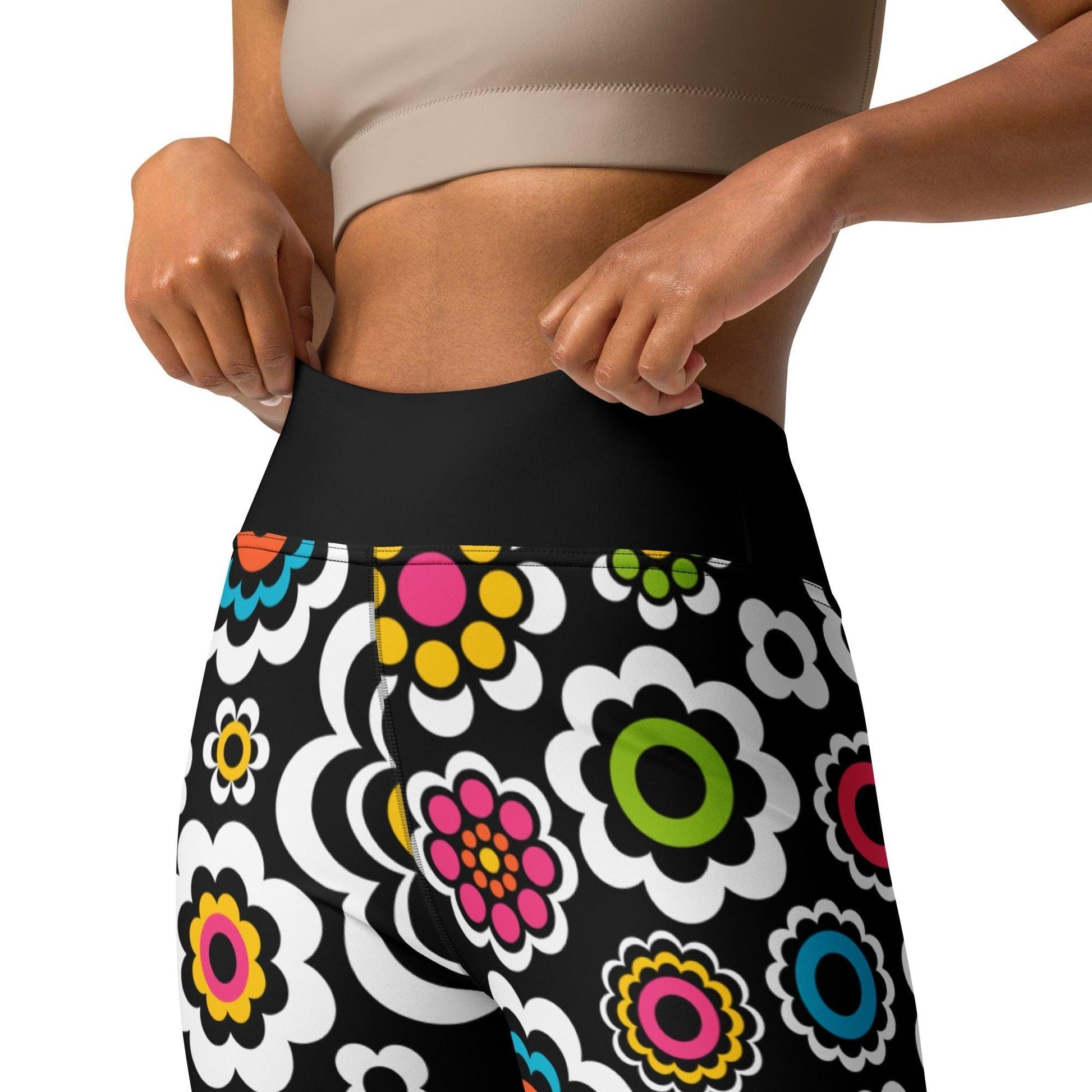Yoga leggings -2- SUGAR BLOOM - Playful candy flowers print