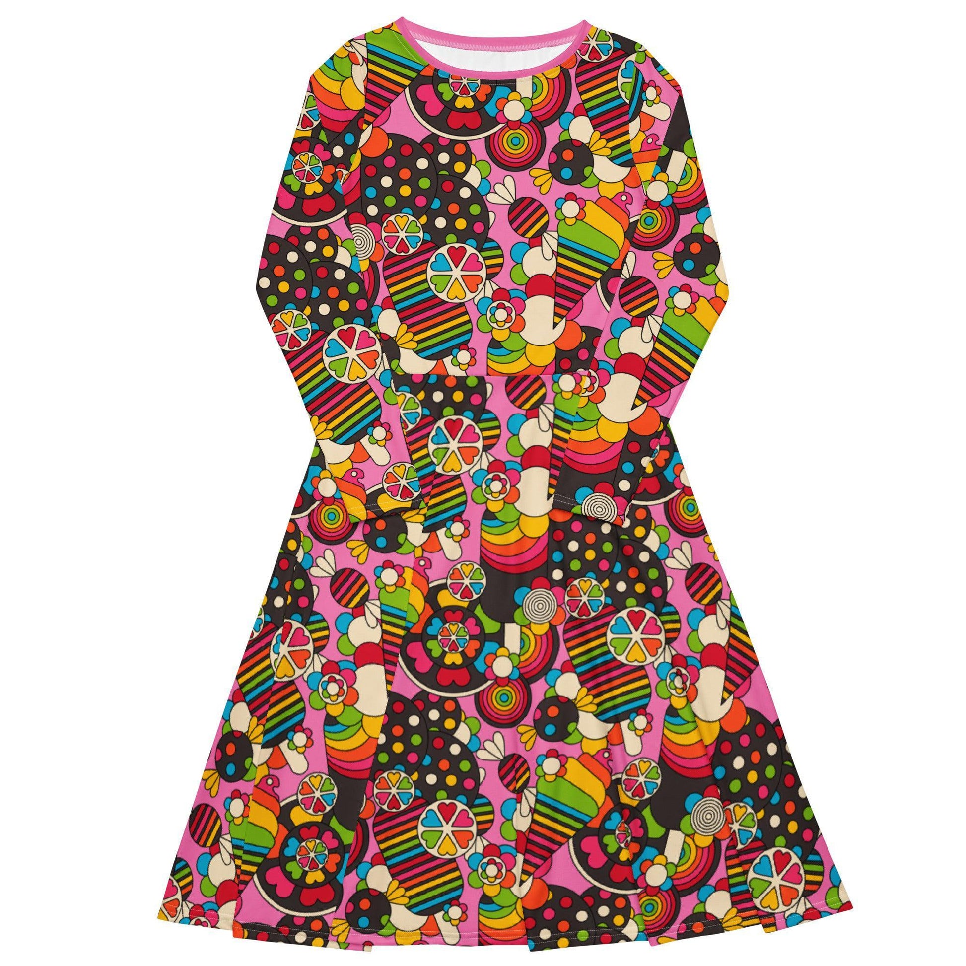 Midi dress - SWEET FREAK pink - Playful sweet treats print 6XL