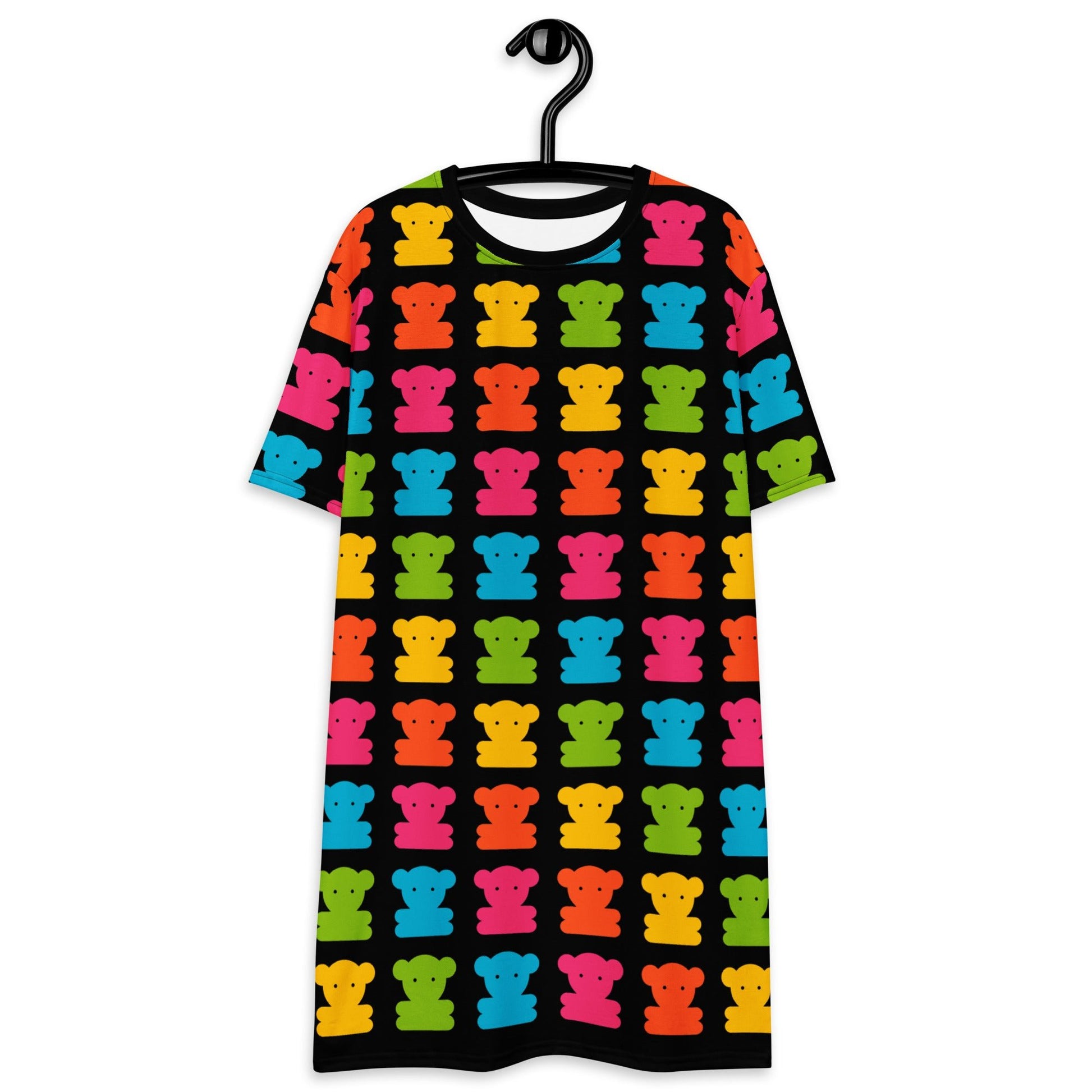 T-Shirt Dress - SWEET TEDDY happy black