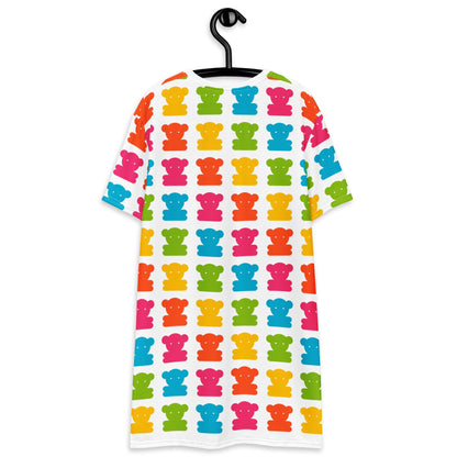 T-Shirt Dress - SWEET TEDDY happy white