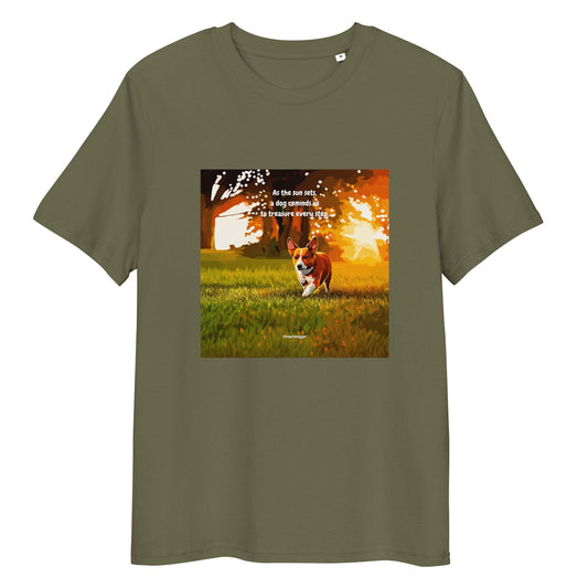 T-Shirt - As the sun sets, a dog reminds us to treasure every step Khaki