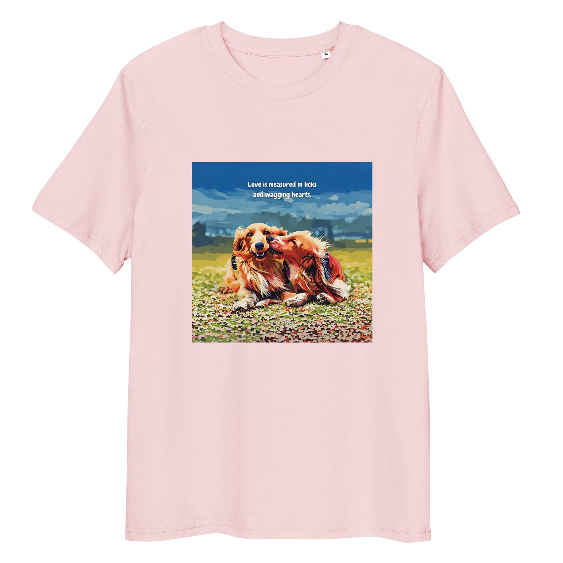 T-Shirt - Love is measured in licks and wagging hearts Cotton Pink
