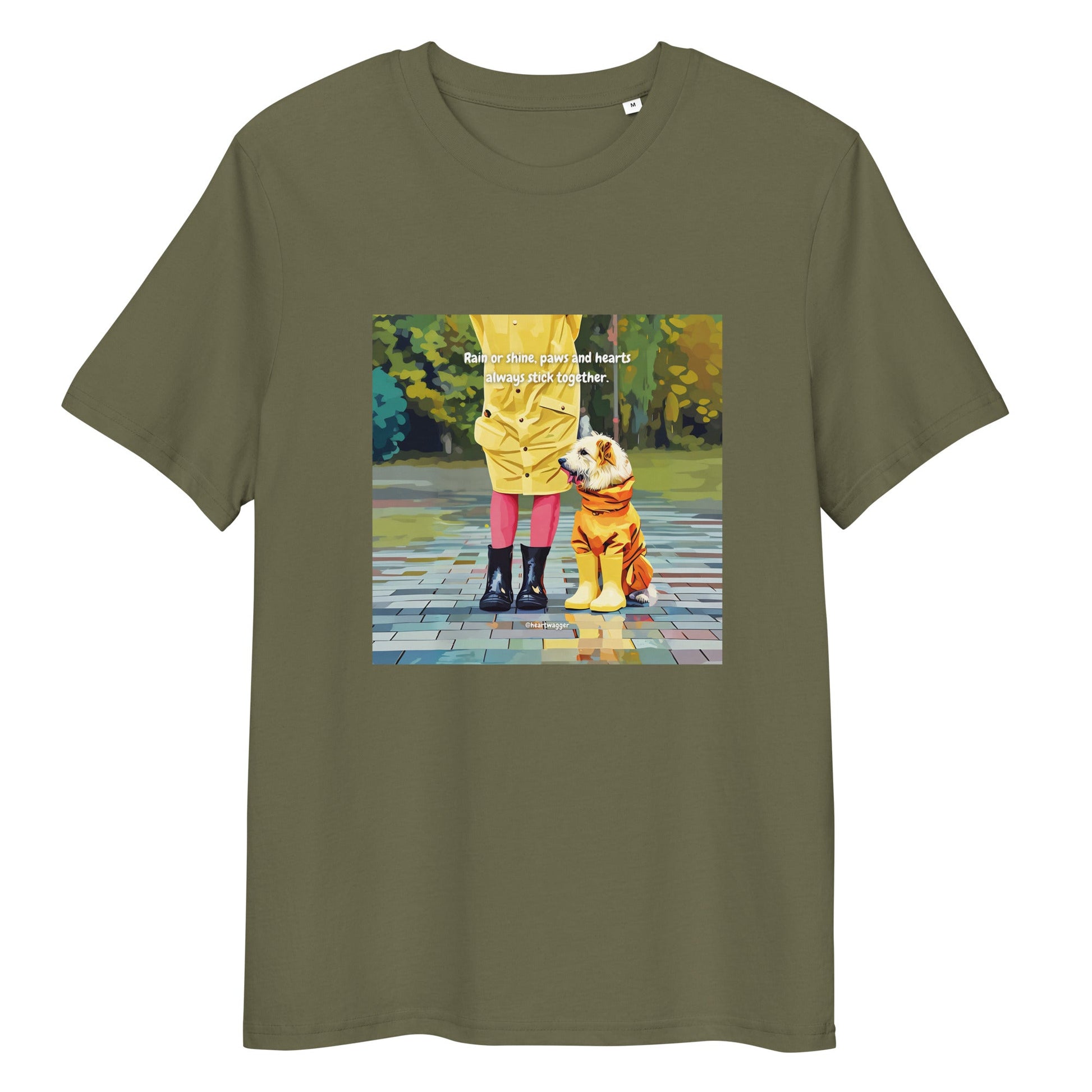 T-Shirt - Rain or shine, paws and hearts always stick together Khaki