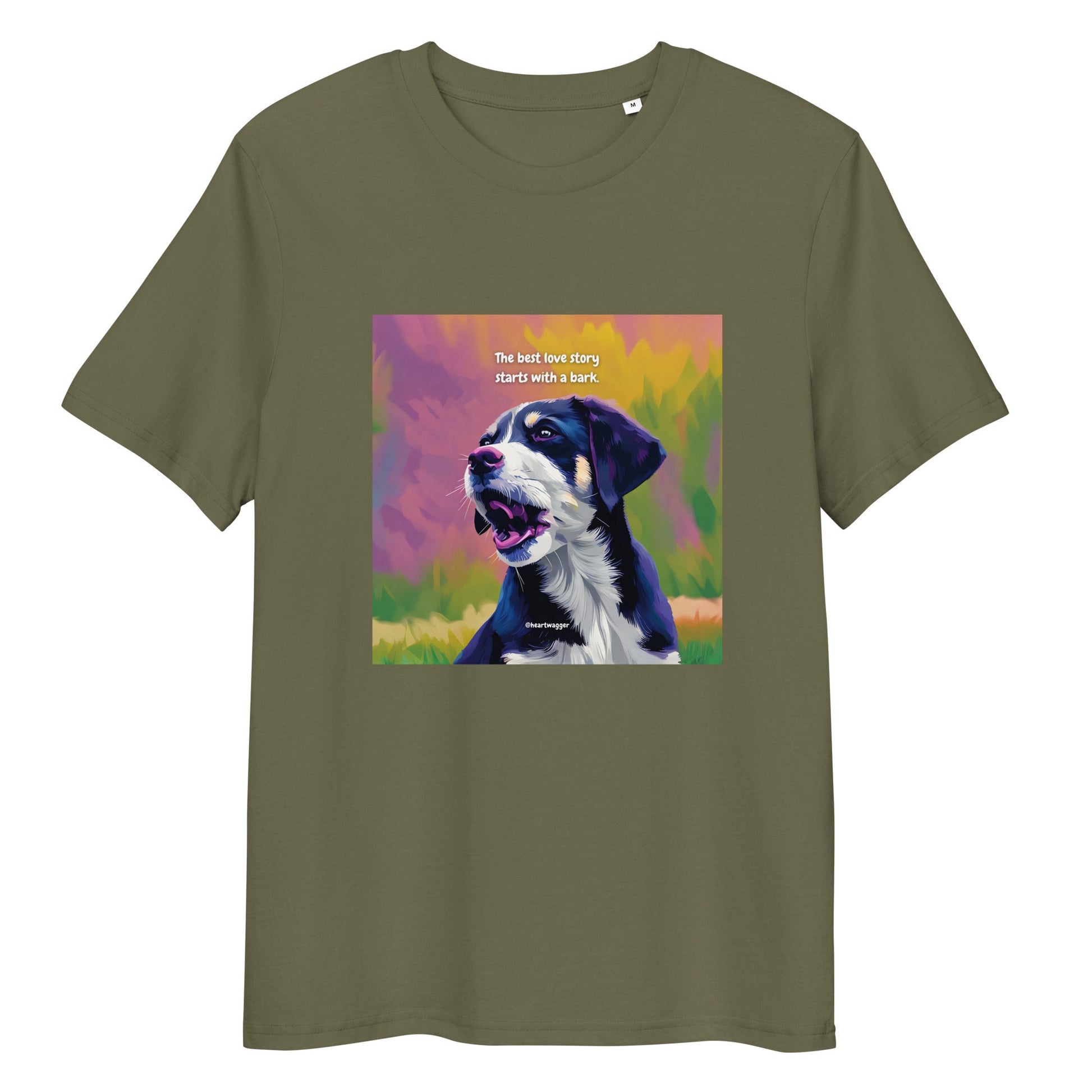T-Shirt - The best love story starts with a bark Khaki
