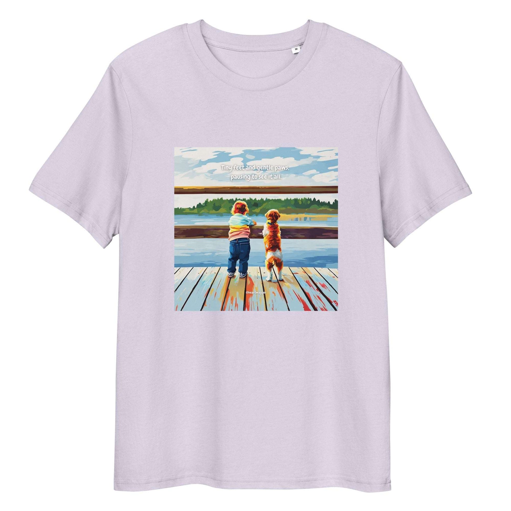 T-Shirt - Tiny feet and gentle paws, pausing to see it all Lavender