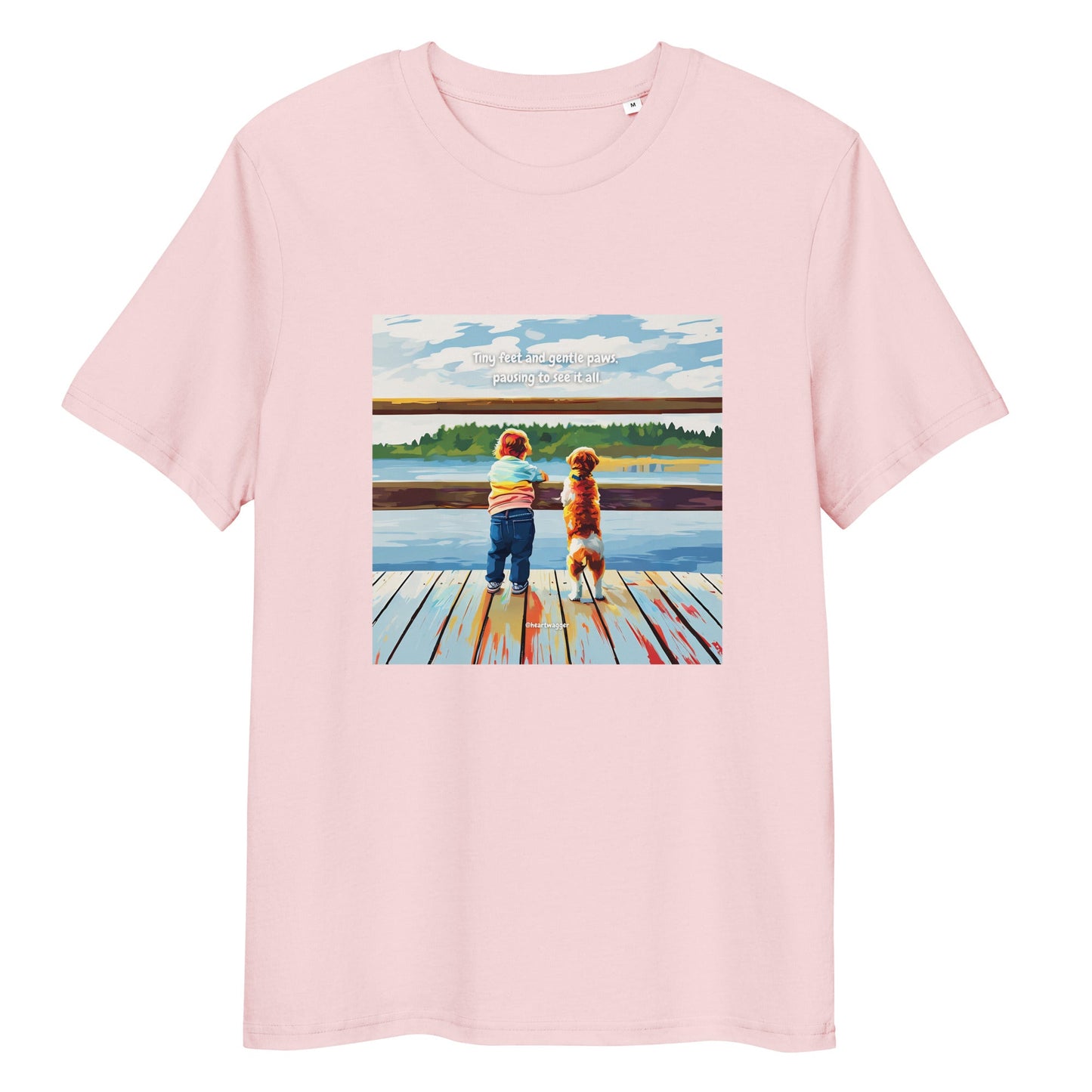 T-Shirt - Tiny feet and gentle paws, pausing to see it all Cotton Pink