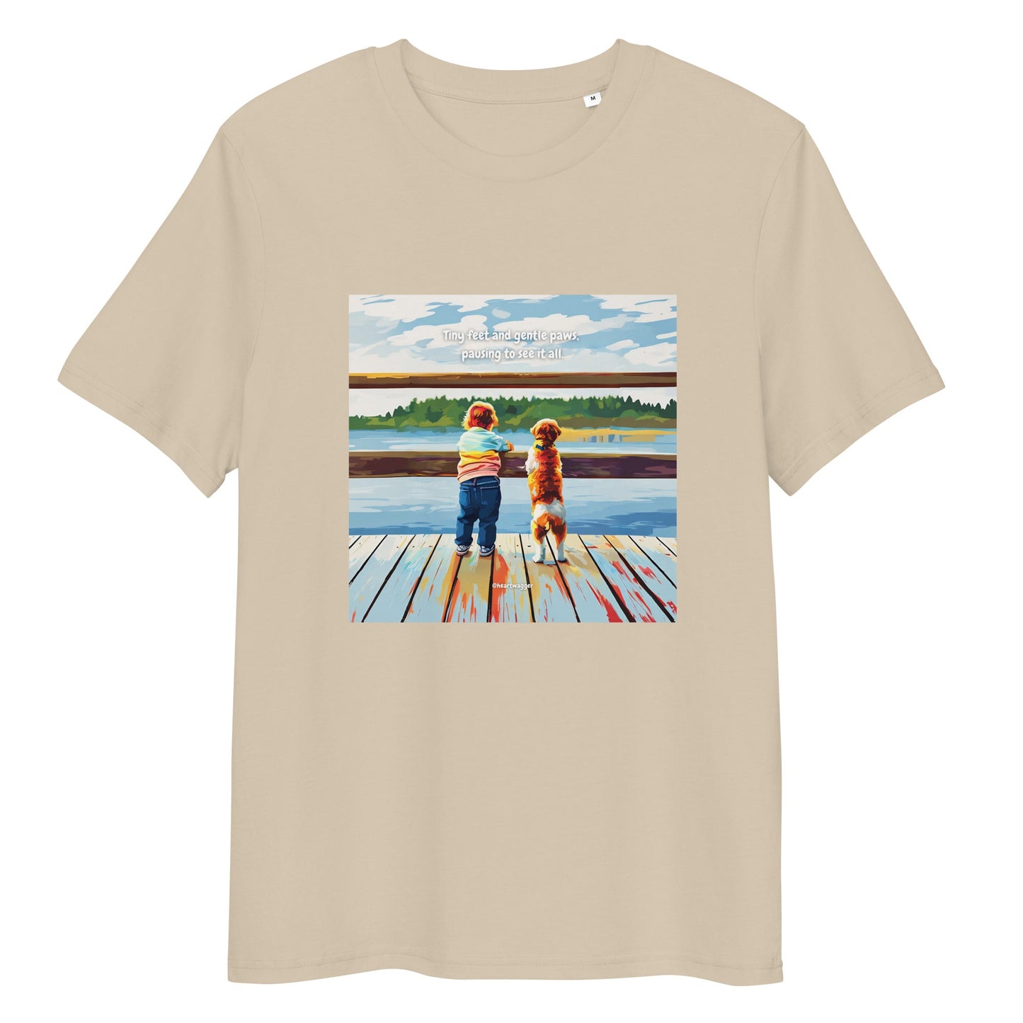 T-Shirt - Tiny feet and gentle paws, pausing to see it all Desert Dust