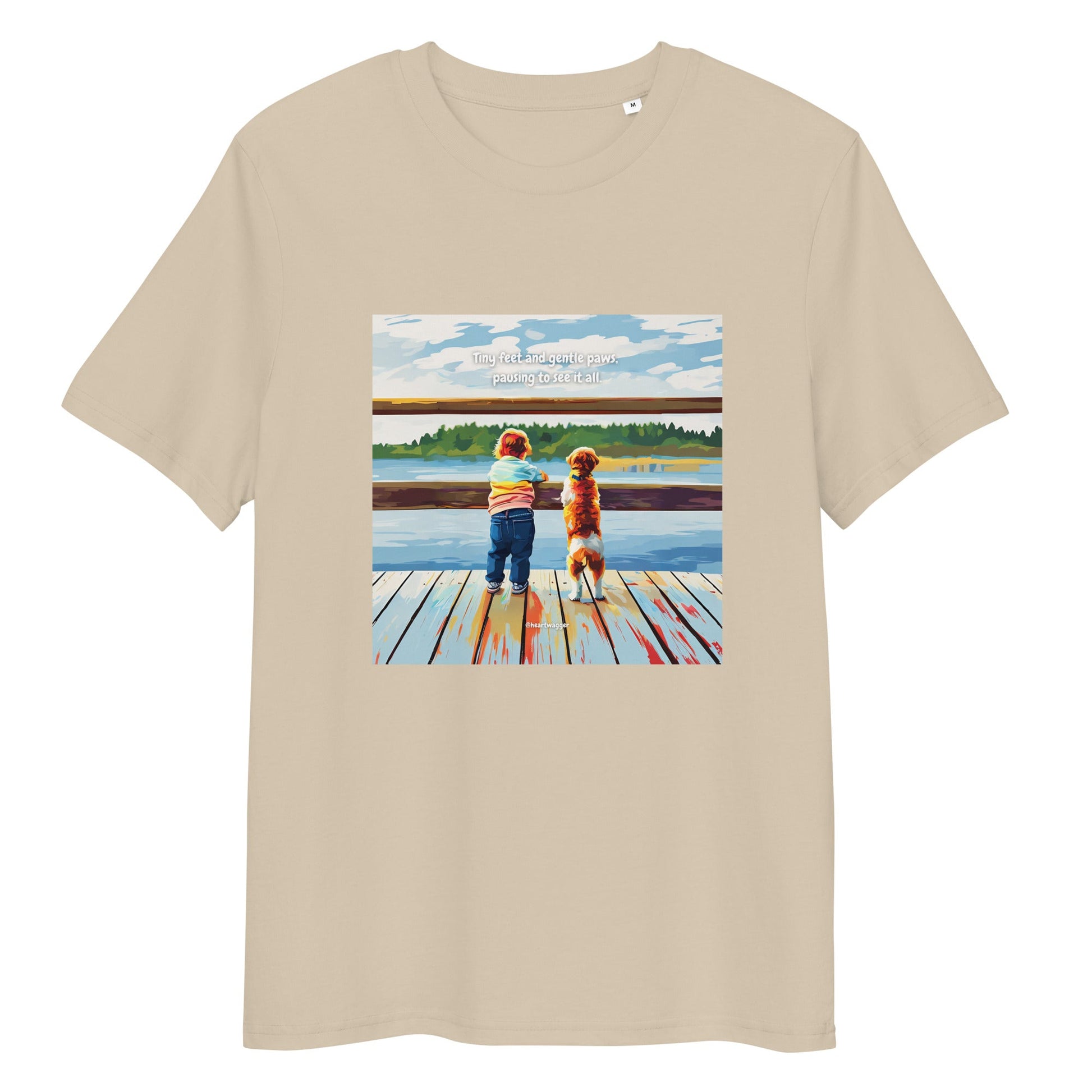 T-Shirt - Tiny feet and gentle paws, pausing to see it all Desert Dust