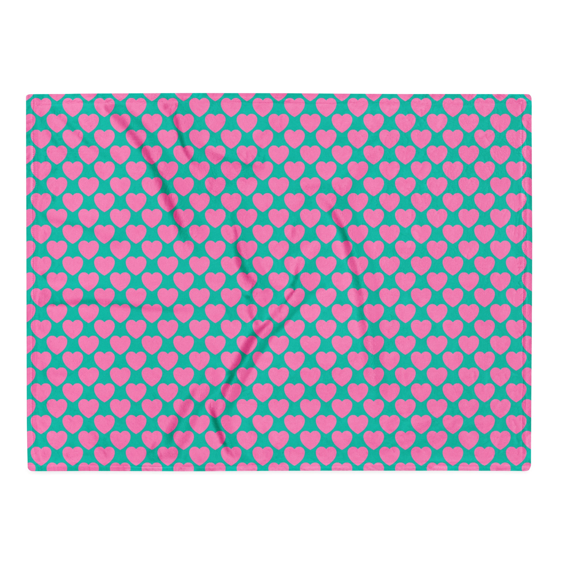 Blanket - ELLIE LOVE pink mint - Bold heart print Default Title