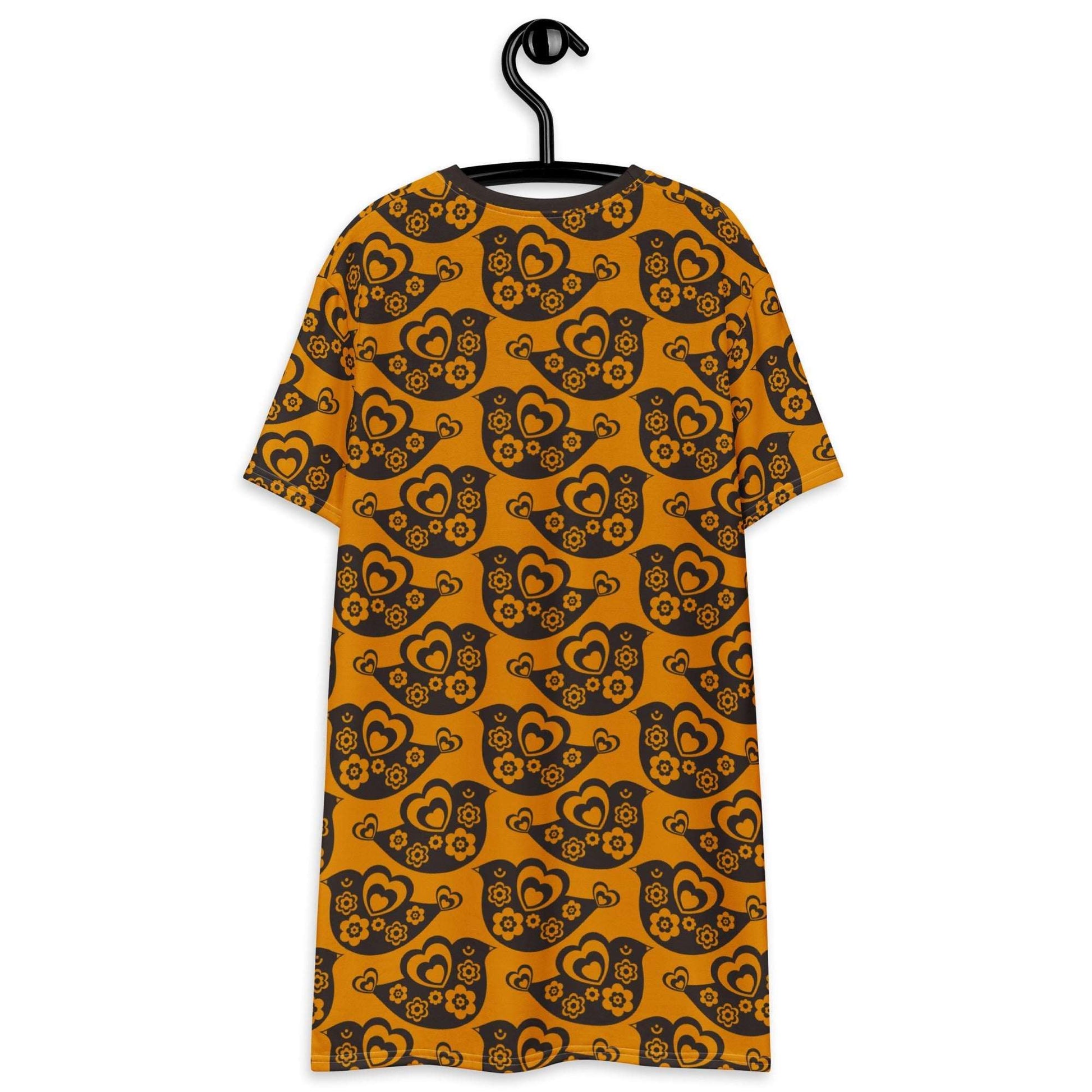 T-Shirt Dress - TWEET LOVE orange brown