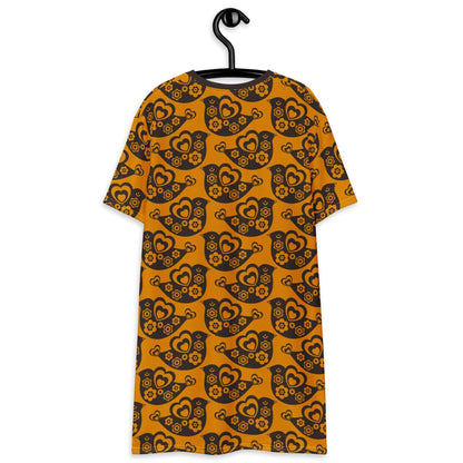 T-Shirt Dress - TWEET LOVE orange brown