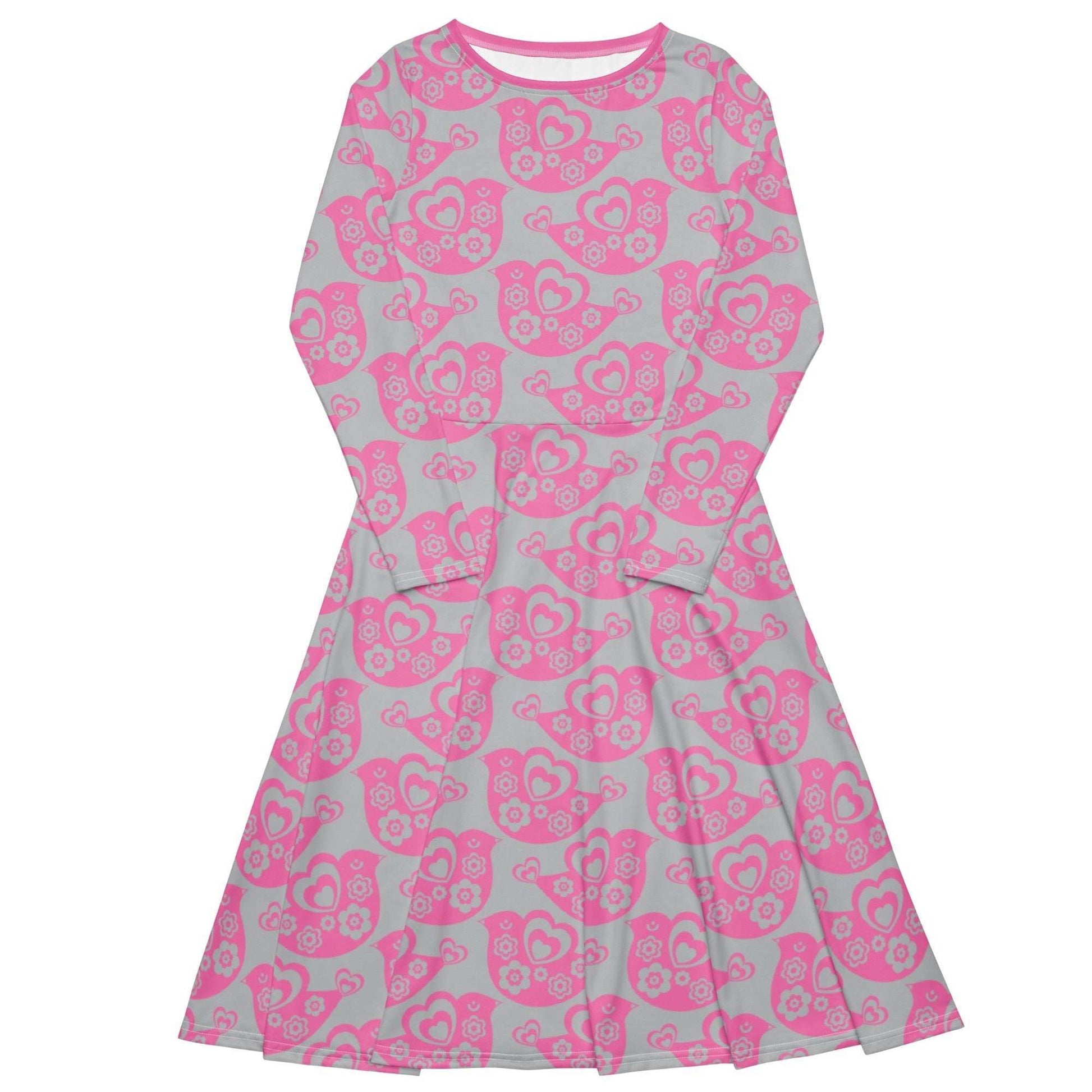 Midi Dress - TWEET LOVE pink grey