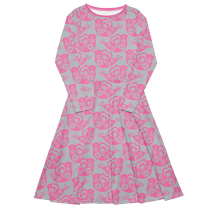 Midi Dress - TWEET LOVE pink grey