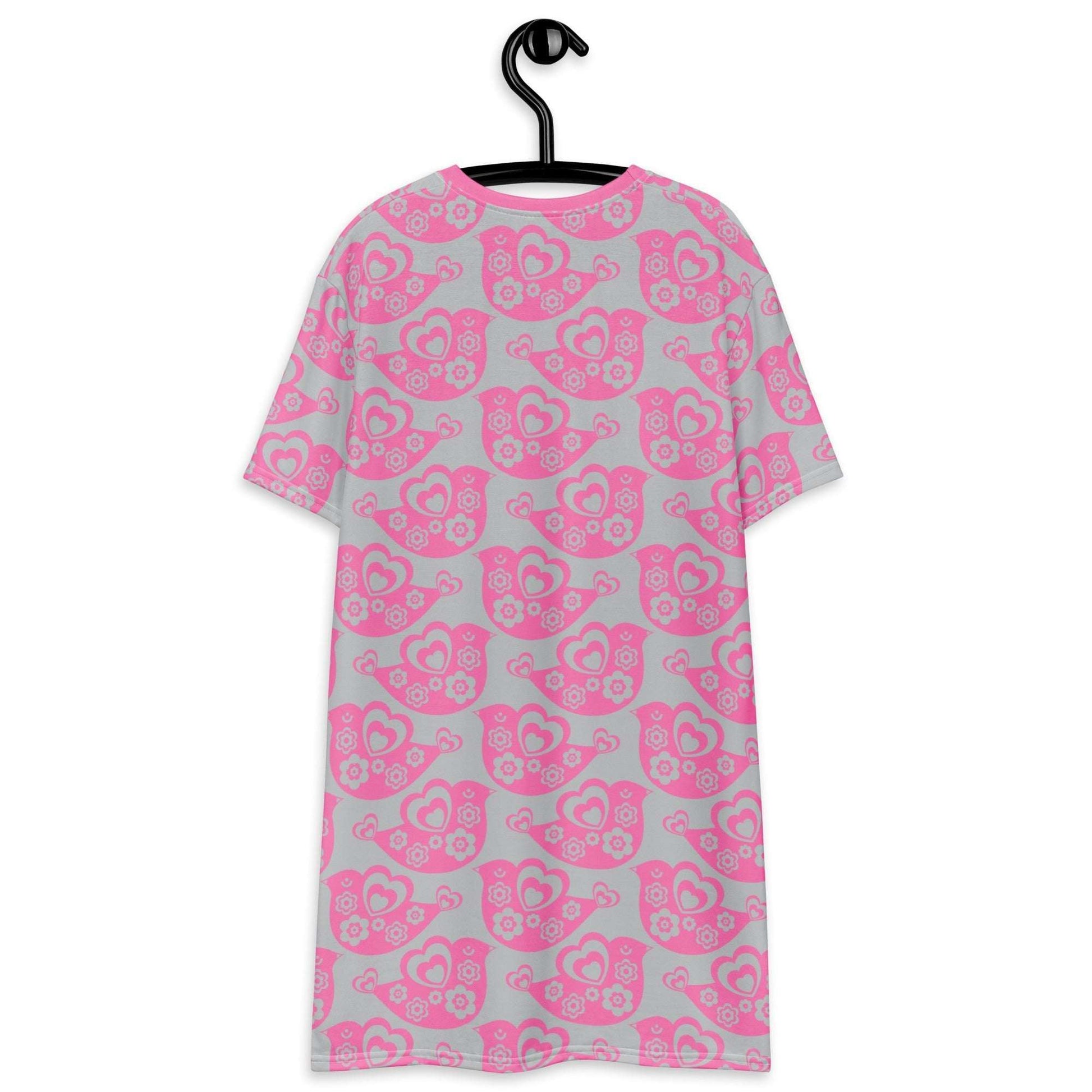 T-Shirt Dress - TWEET LOVE pink grey