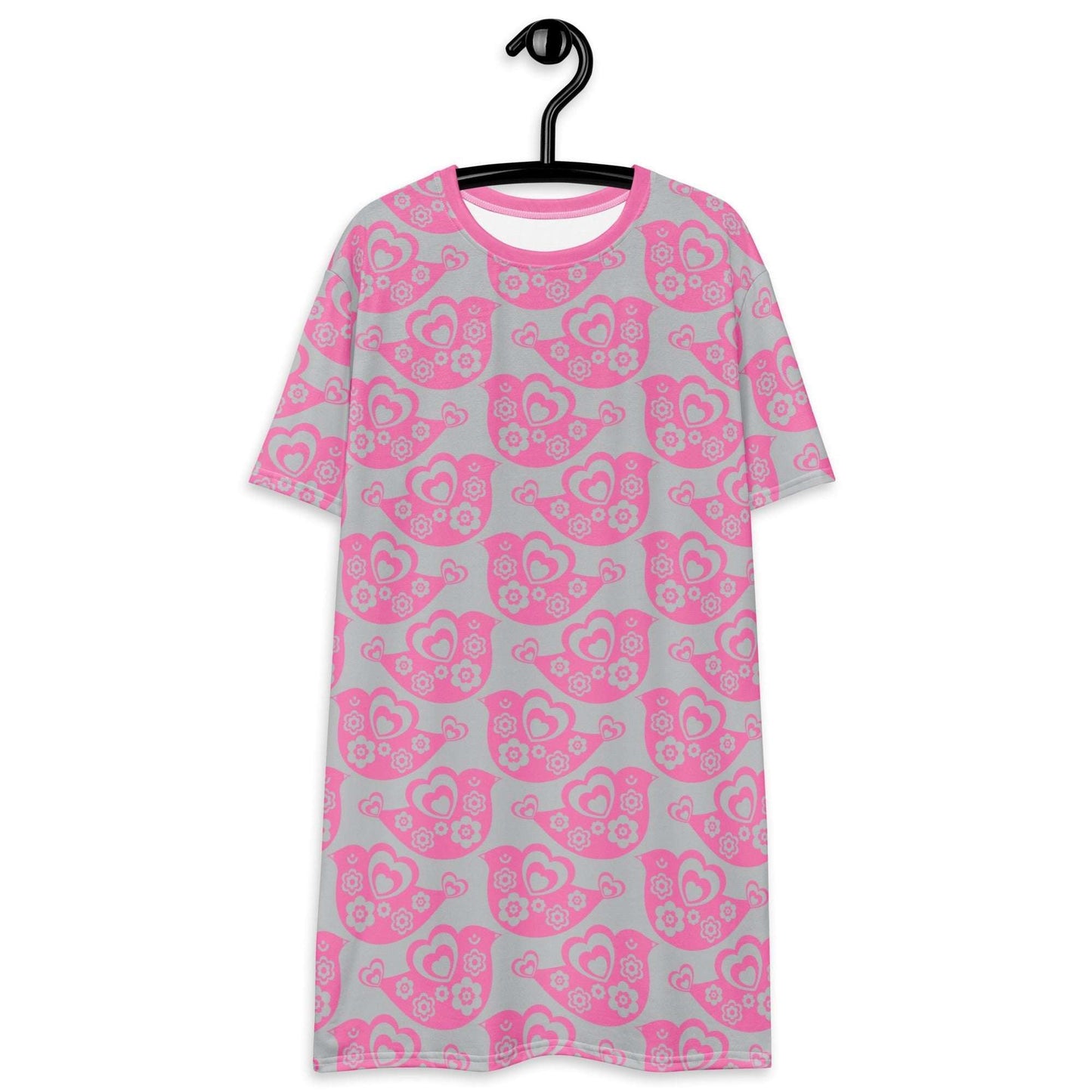 T-Shirt Dress - TWEET LOVE pink grey