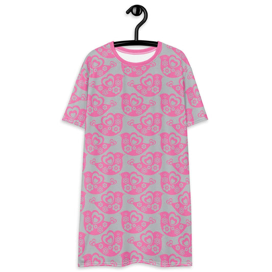T-Shirt Dress - TWEET LOVE pink grey