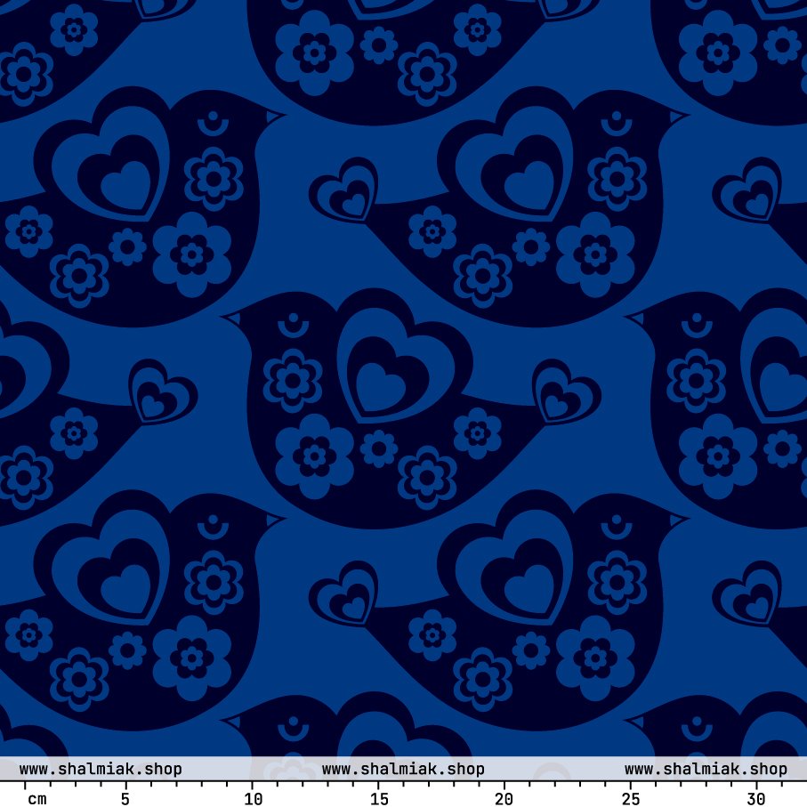 Fabric - TWEET LOVE dark blue