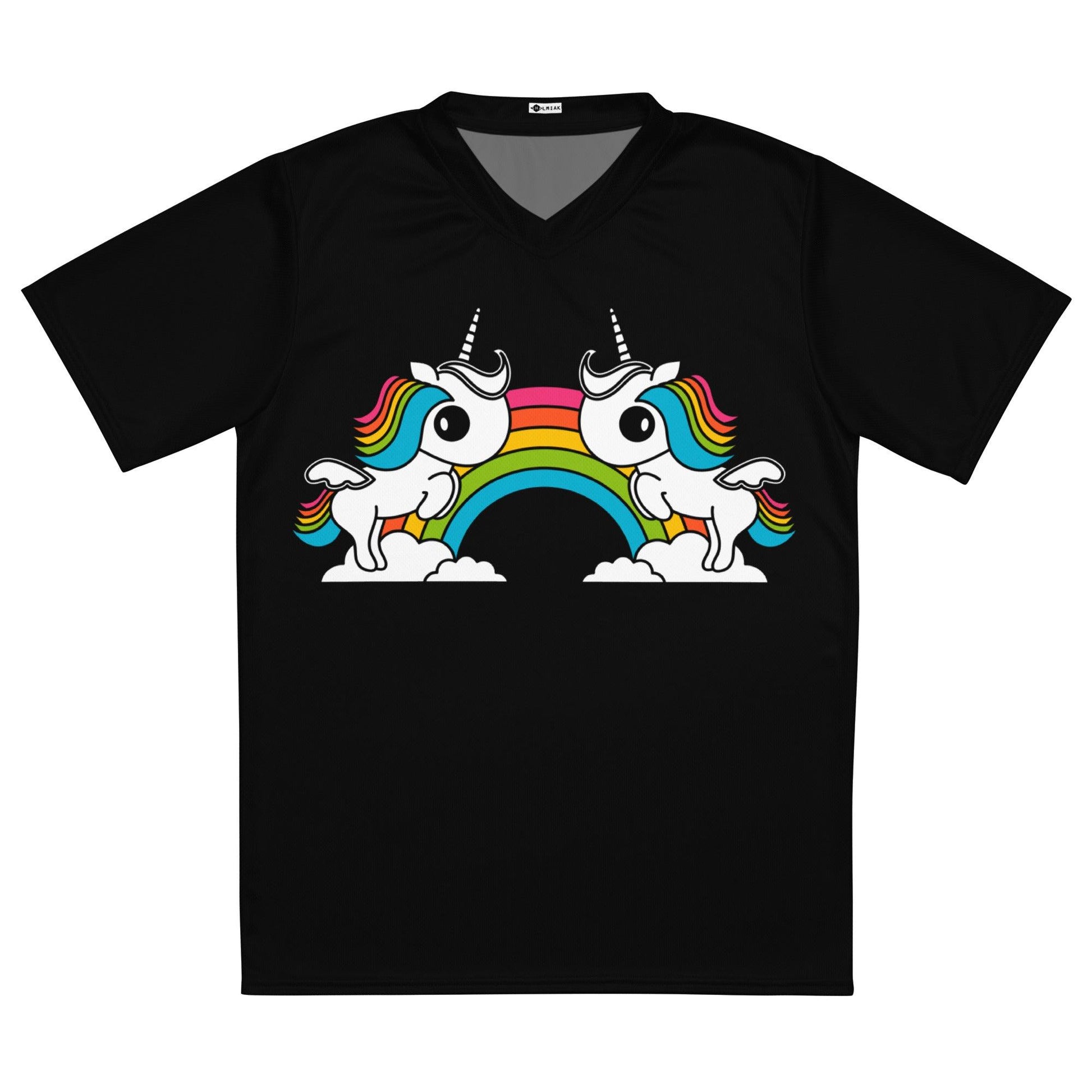 Sports Jersey - Sports Jersey - UNIQUE black (unicorns) - Unicorns and rainbows print 6XL