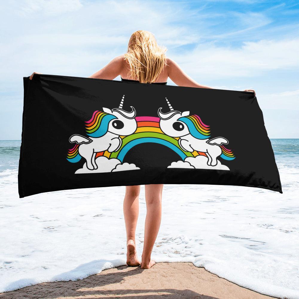 Towel - UNIQUE black - Unicorns and rainbows print Default Title