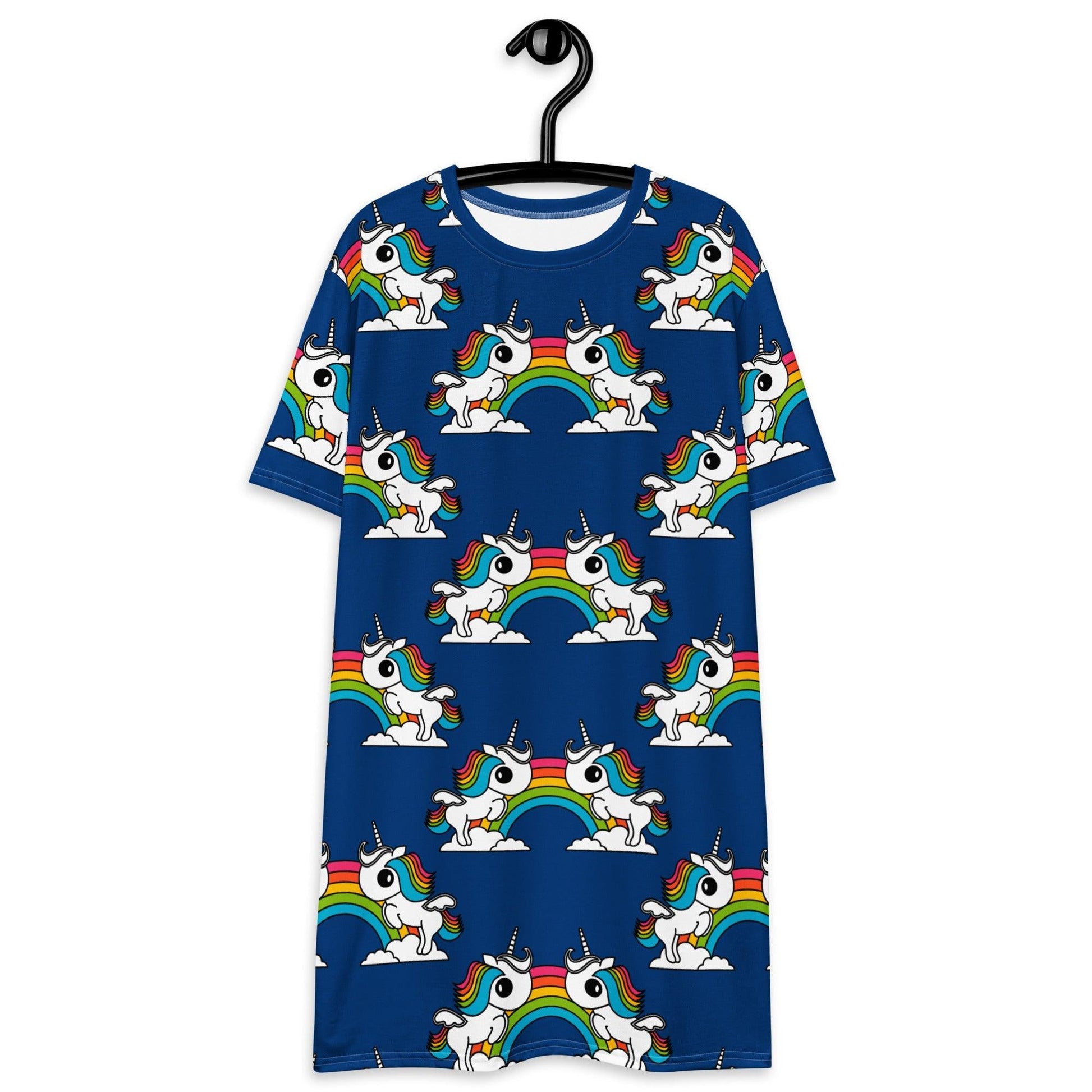 T-shirt dress - UNIQUE blue - Unicorns and rainbows print 6XL