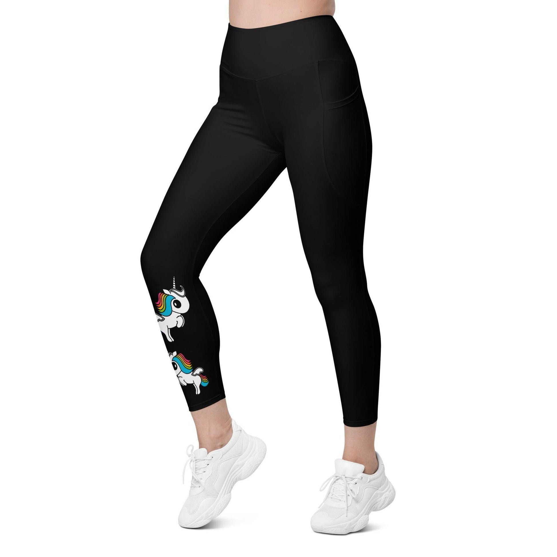 Leggings with pockets - UNIQUE color - Unicorns and rainbows print