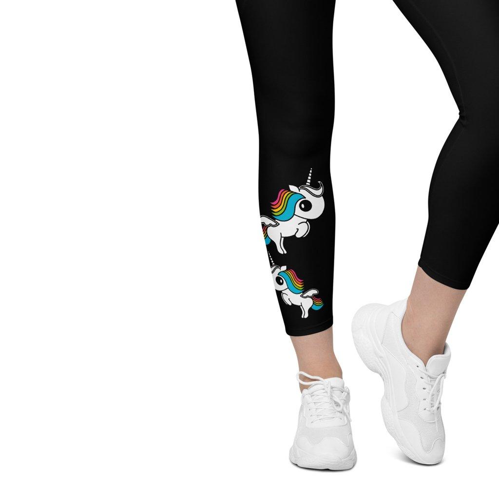 Leggings with pockets - UNIQUE color - Unicorns and rainbows print