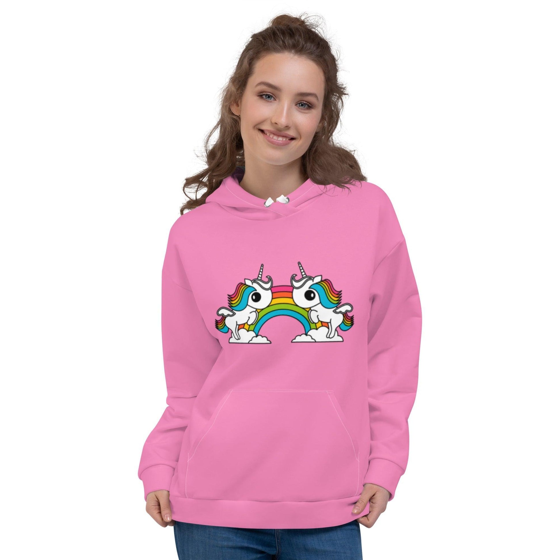 Hoodie - UNIQUE pink (just unicorns)
