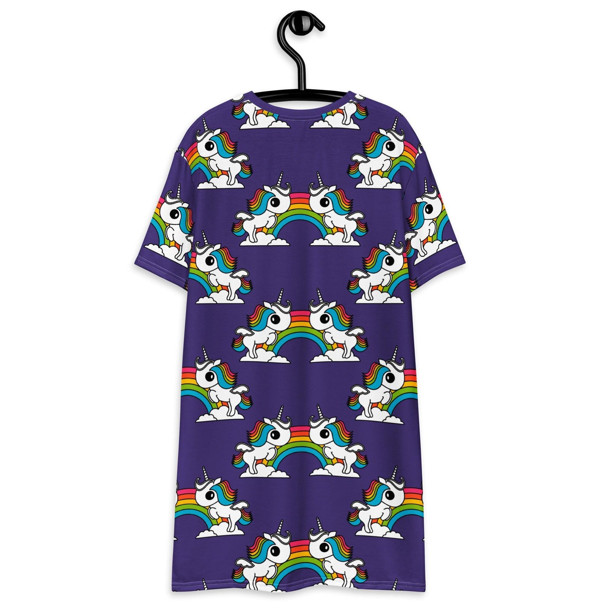 T-shirt dress - UNIQUE purple - Unicorns and rainbows print