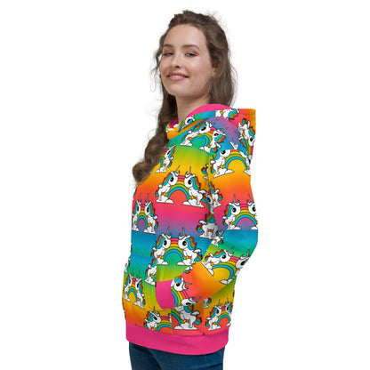 Hoodie - UNIQUE rainbow - Unicorns and rainbows print