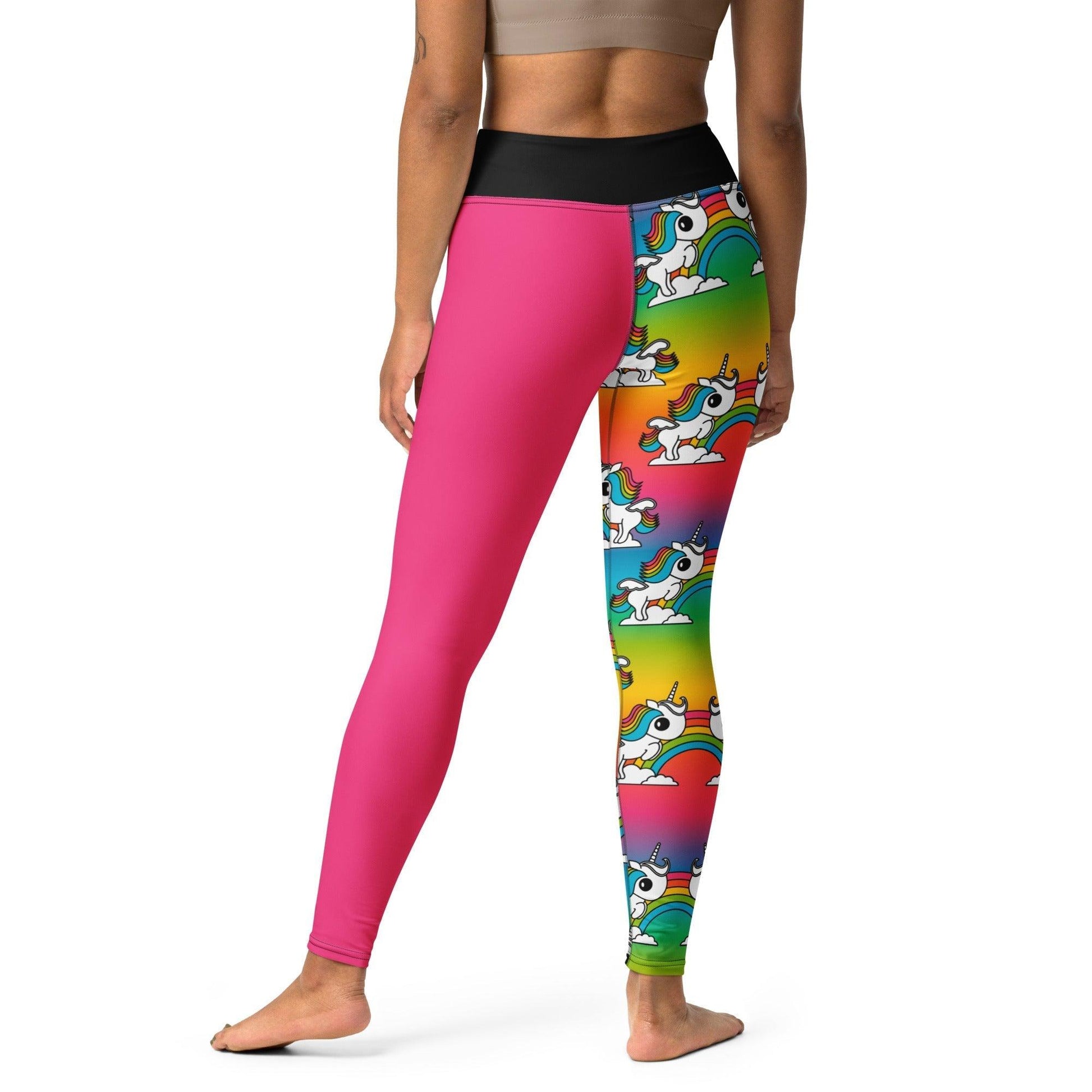 Yoga leggings - UNIQUE rainbow - Unicorns and rainbows print