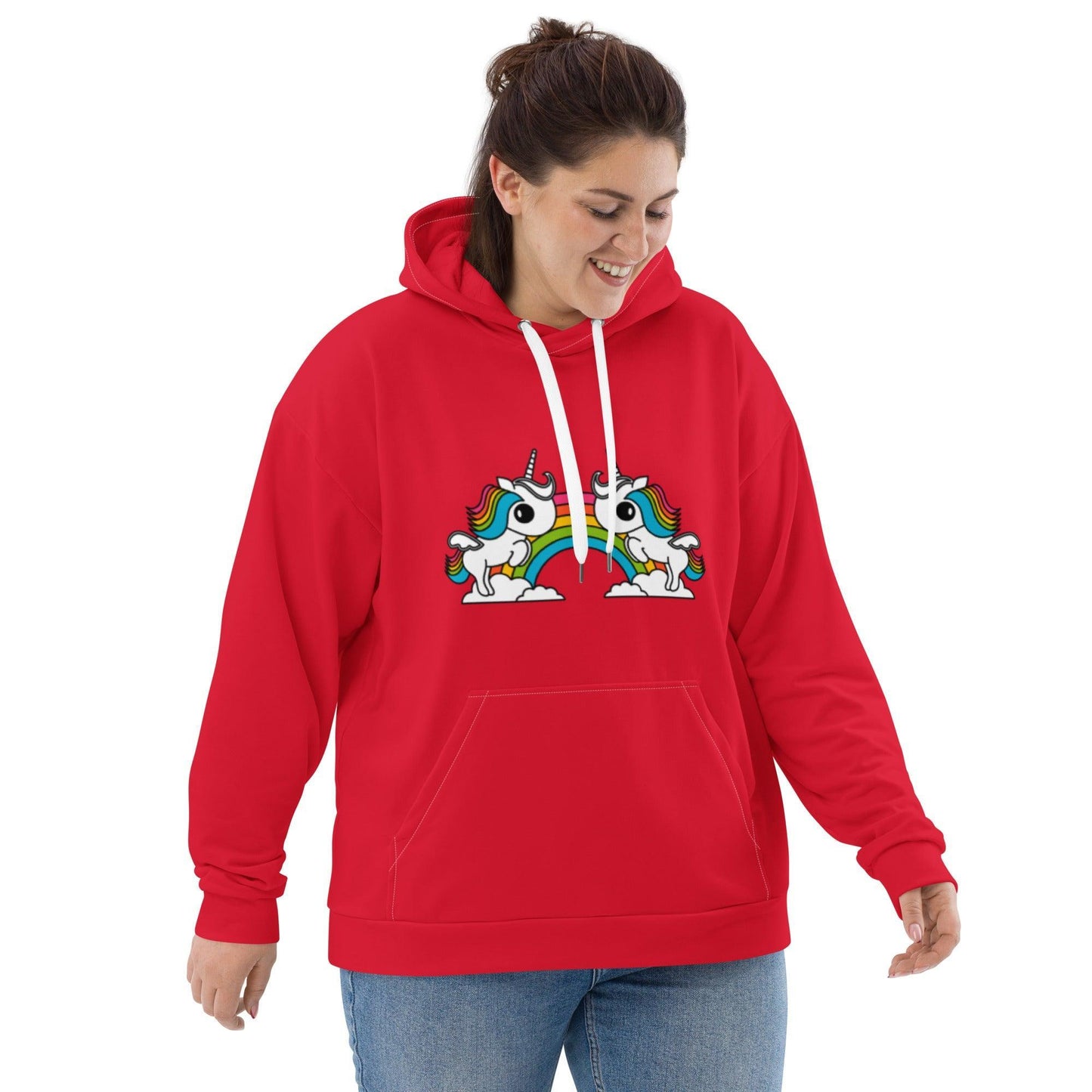 Hoodie - UNIQUE red (just unicorns)