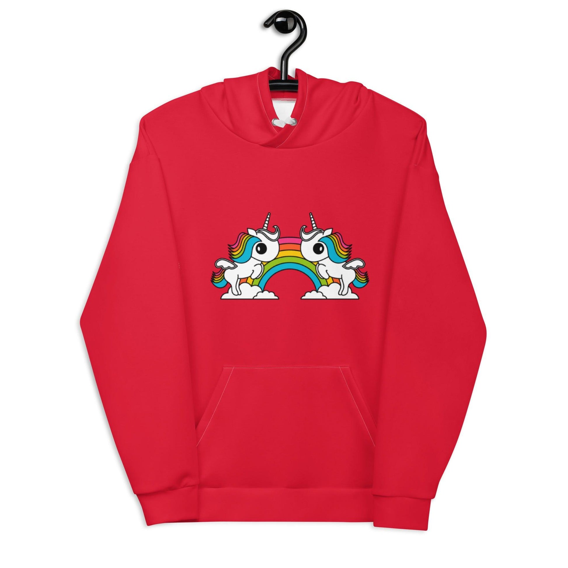 Hoodie - UNIQUE red (just unicorns)