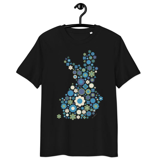Unisex Organic Cotton T-shirt - FIN BLOOM POP blue green | SHALMIAK