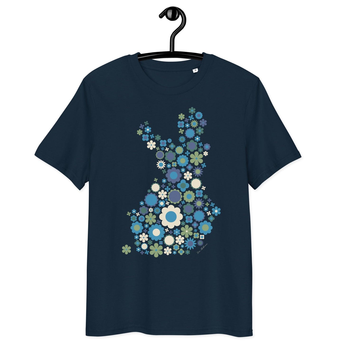 Unisex Organic Cotton T-shirt - FIN BLOOM POP blue green | SHALMIAK