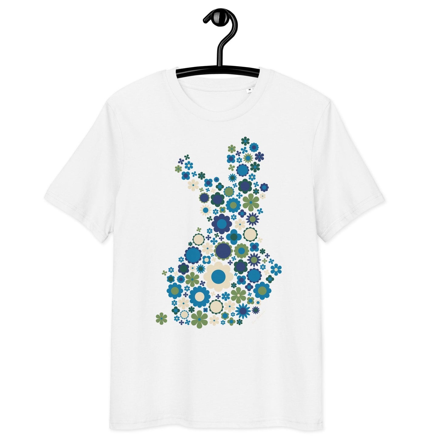 Unisex Organic Cotton T-shirt - FIN BLOOM POP blue green | SHALMIAK