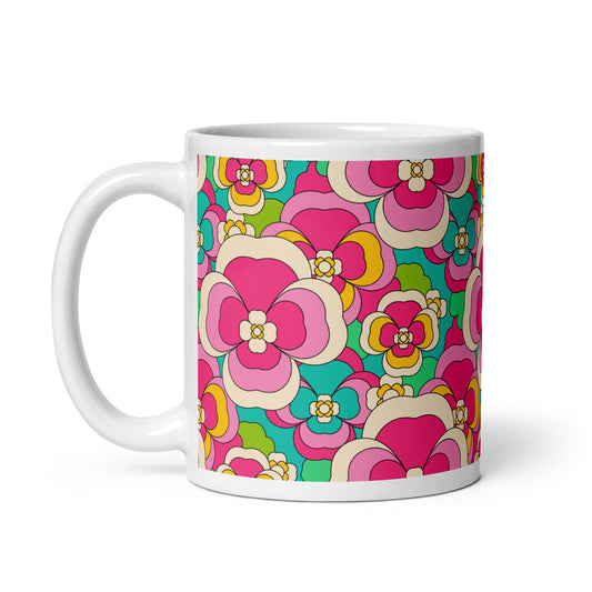 Mug - PANSY FANTASY pastel - Retro pansy print