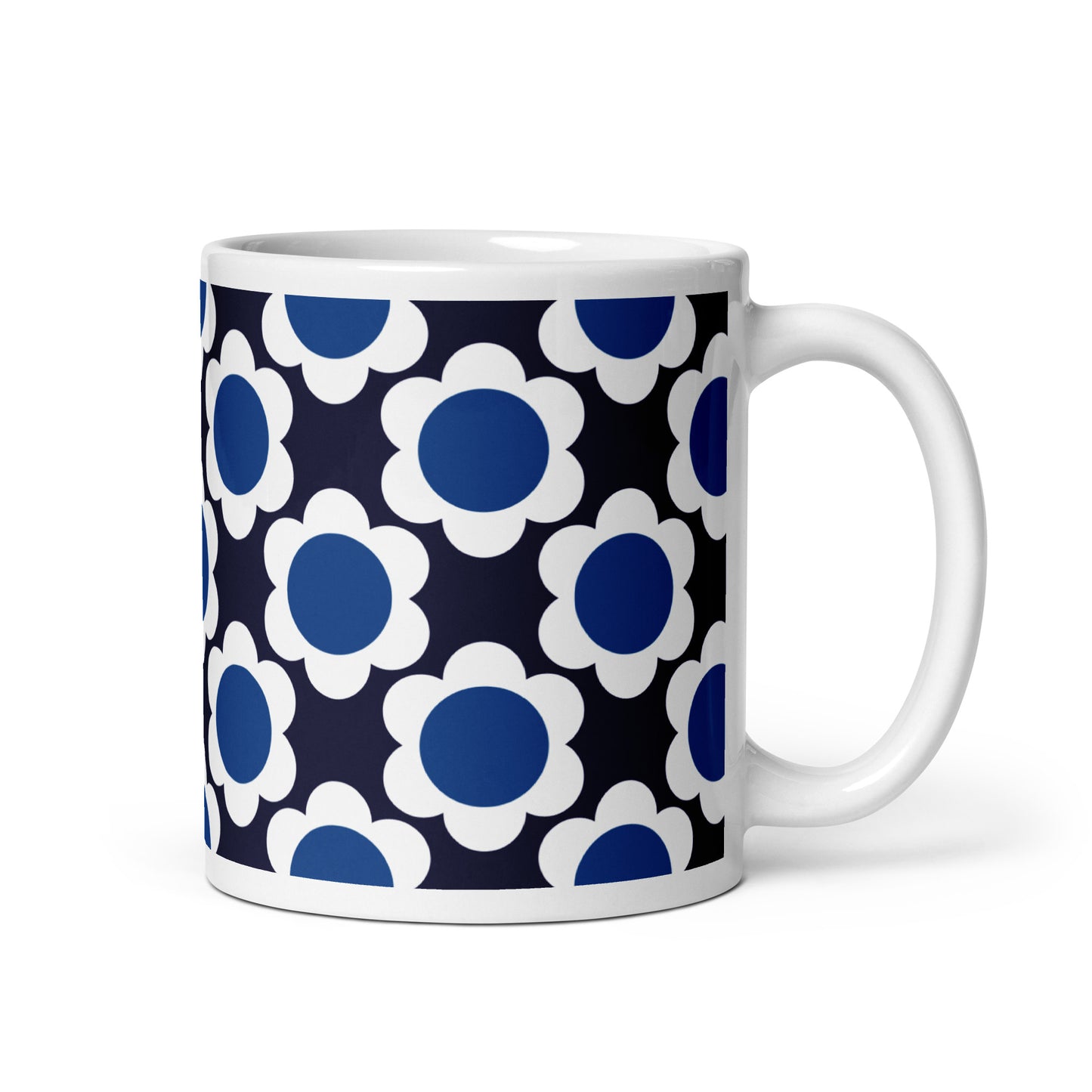 Mug - ELLIE white blue - Classic floral print 11 oz