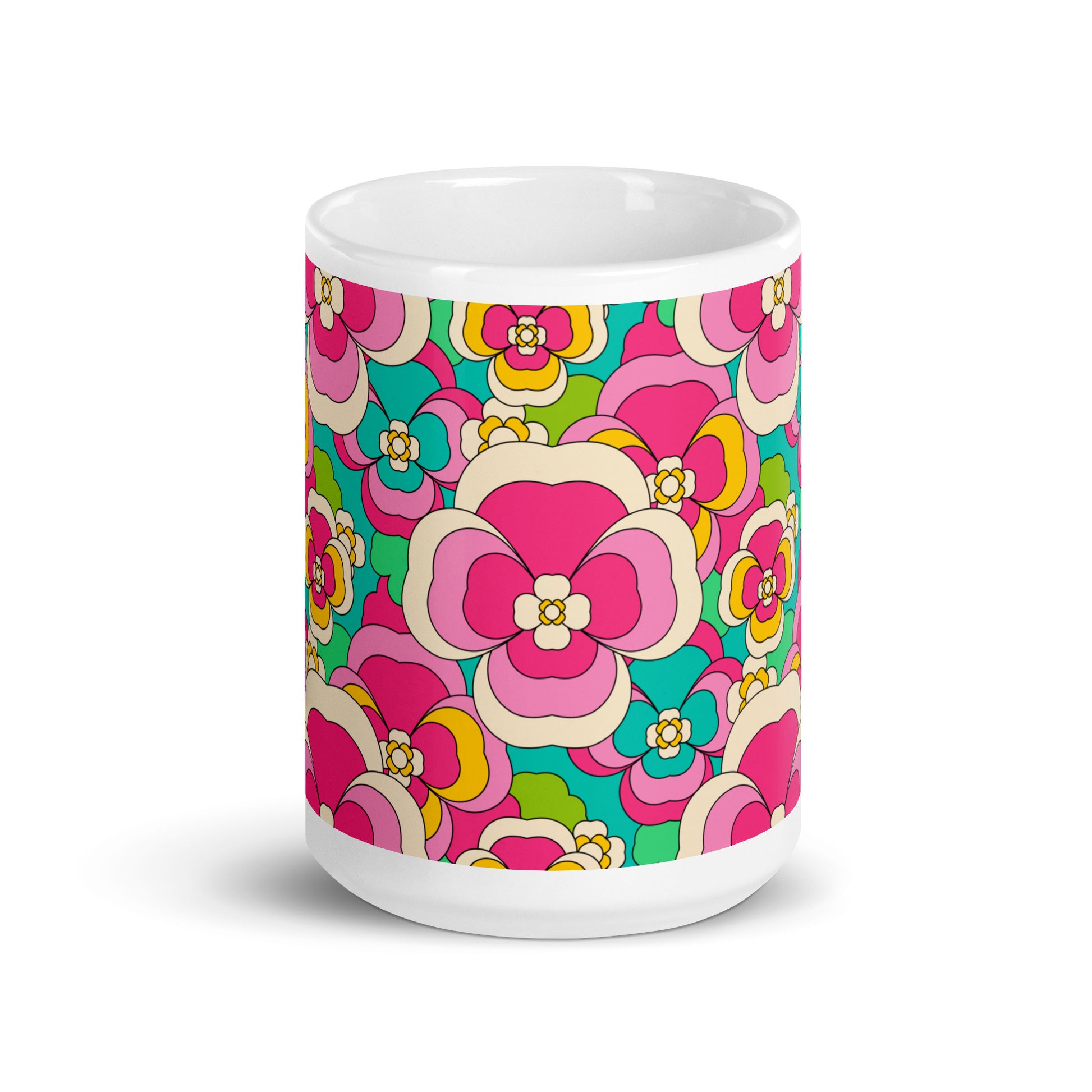 Mug - PANSY FANTASY pastel - Retro pansy print