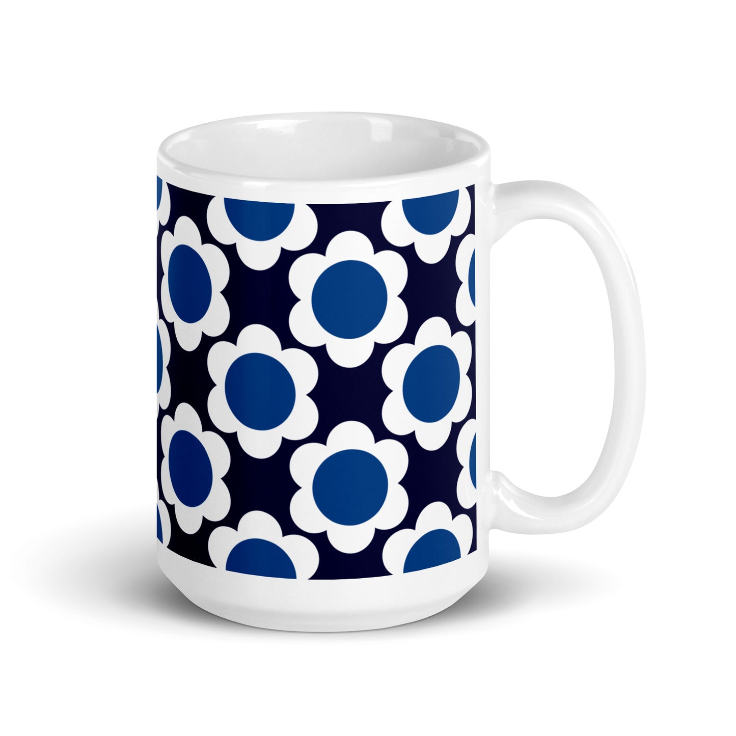 Mug - ELLIE white blue - Classic floral print 15 oz