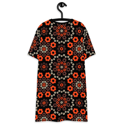 T-Shirt Dress - YESTERDAY brown orange