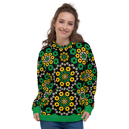 Hoodie - YESTERDAY green - Graphic retro floral print 6XL